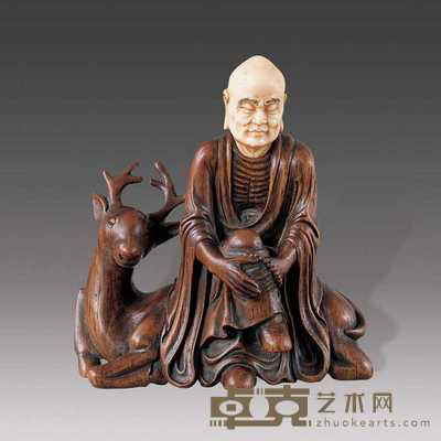 民国 木雕罗汉坐像 长9cm